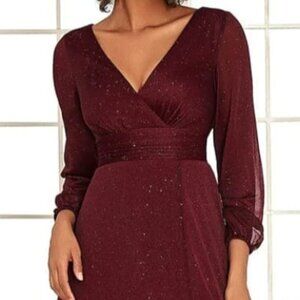 burgundy evening dress